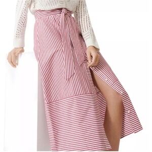 Maje Jousse Striped Cotton midi skirt
38 M red white coastal nautical preppy